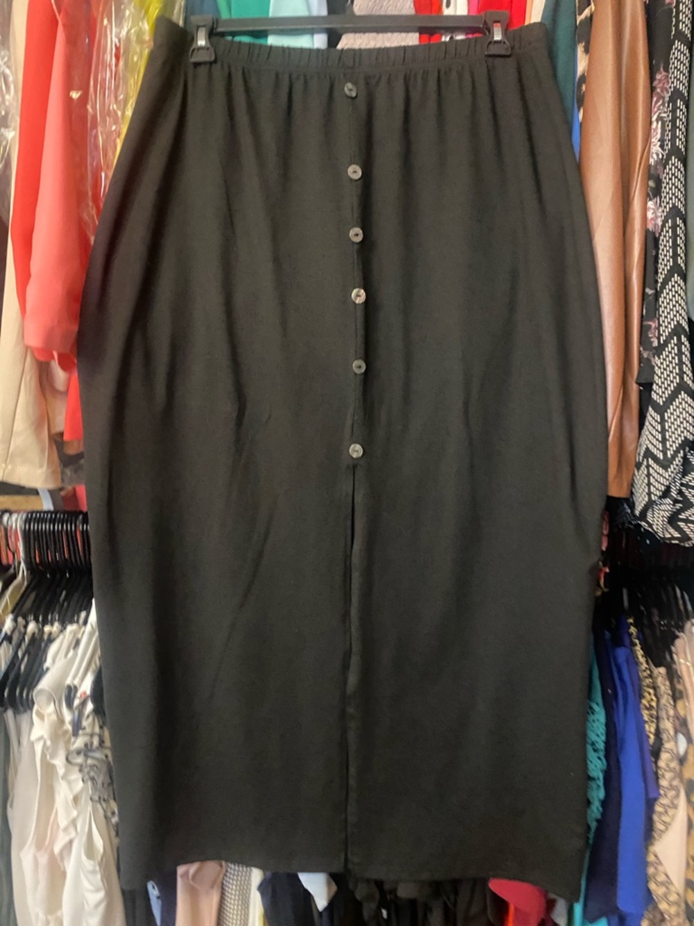 SHEIN Black Button-Front Pencil Skirt